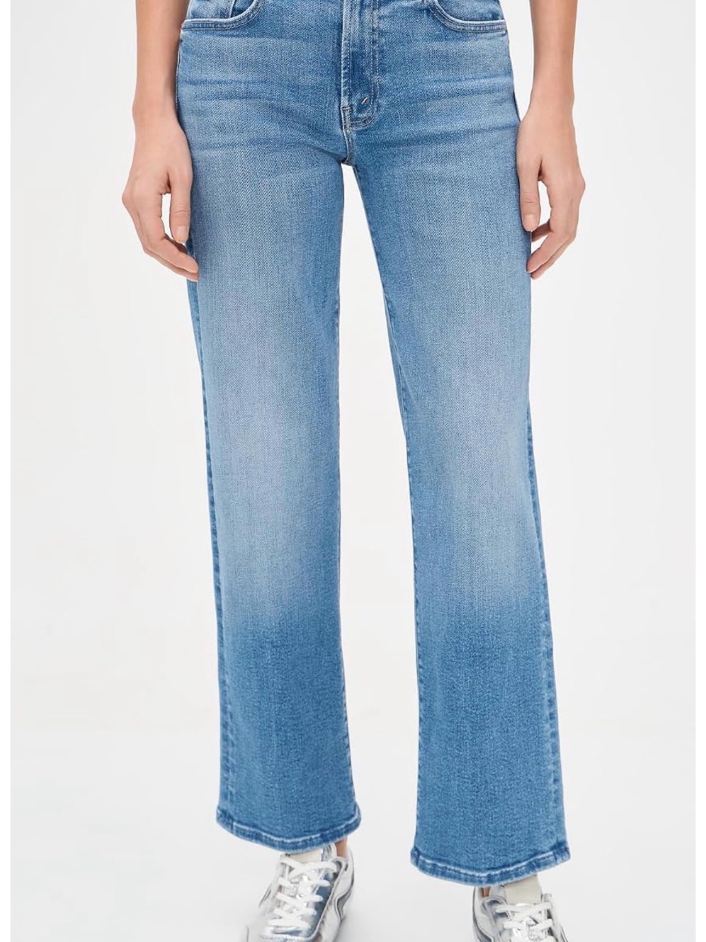 Mother Light Blue Cropped Straight Jeans